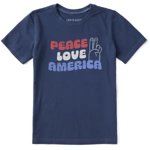 Kids Peace Sign America Short Sleeve Crusher Tee Life is Good