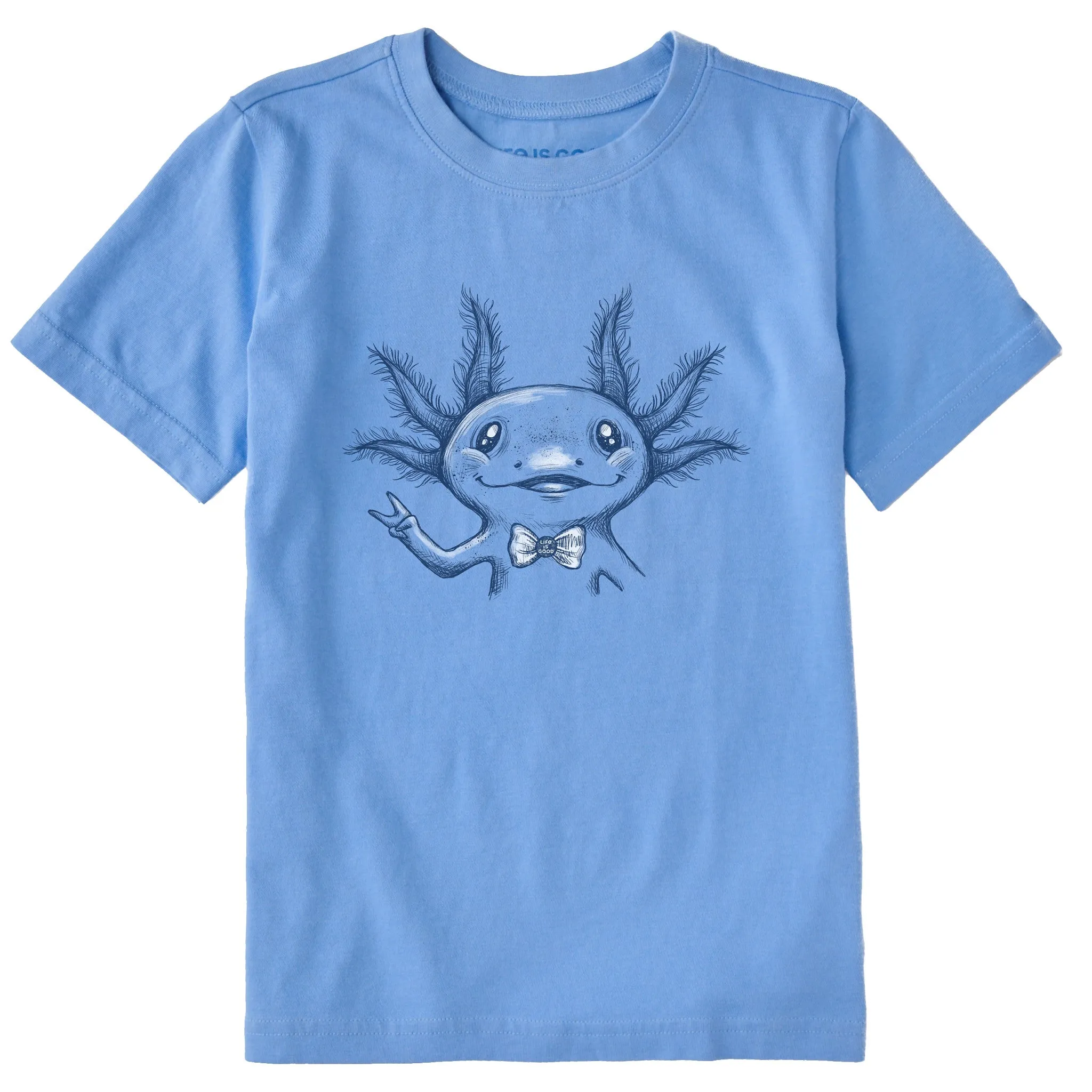 Kids Peaceful Axoltl Short Sleeve Crusher Tee Life is Good