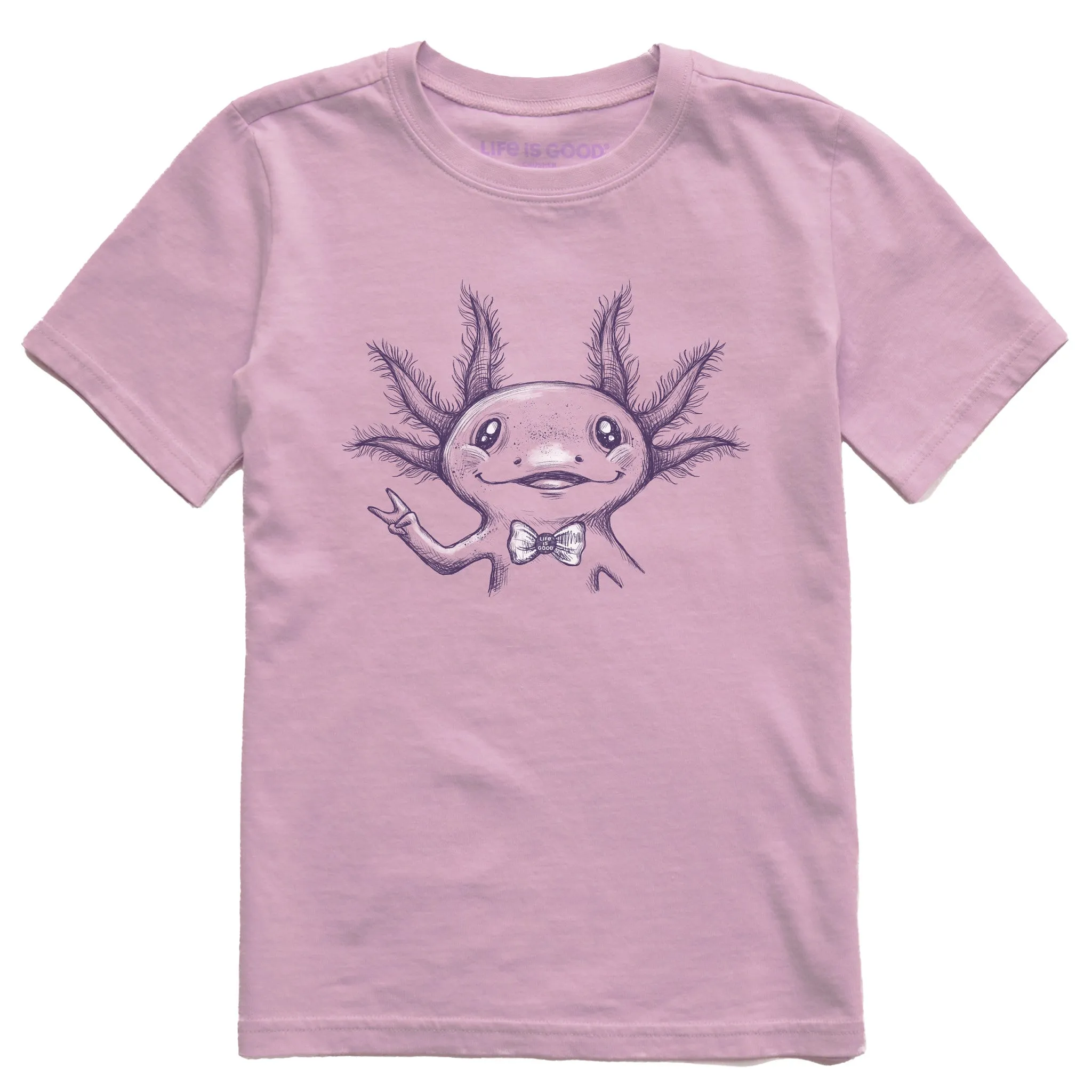 Kids Peaceful Axoltl Short Sleeve Crusher Tee Life is Good