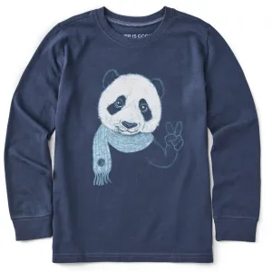 Kids Peaceful Panda Long Sleeve Crusher Tee Life is Good
