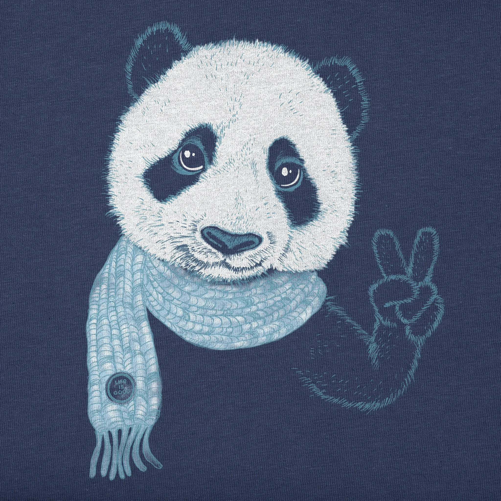 Kids Peaceful Panda Long Sleeve Crusher Tee Life is Good