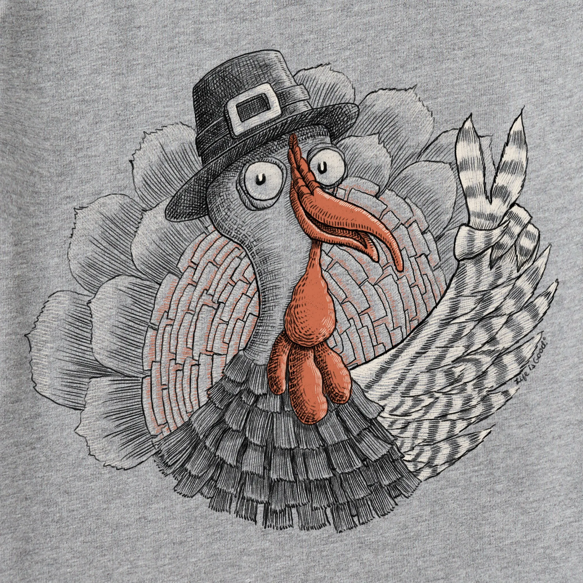 Kids Peaceful Turkey Long Sleeve Crusher Tee Life is Good