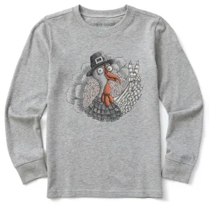 Kids Peaceful Turkey Long Sleeve Crusher Tee Life is Good