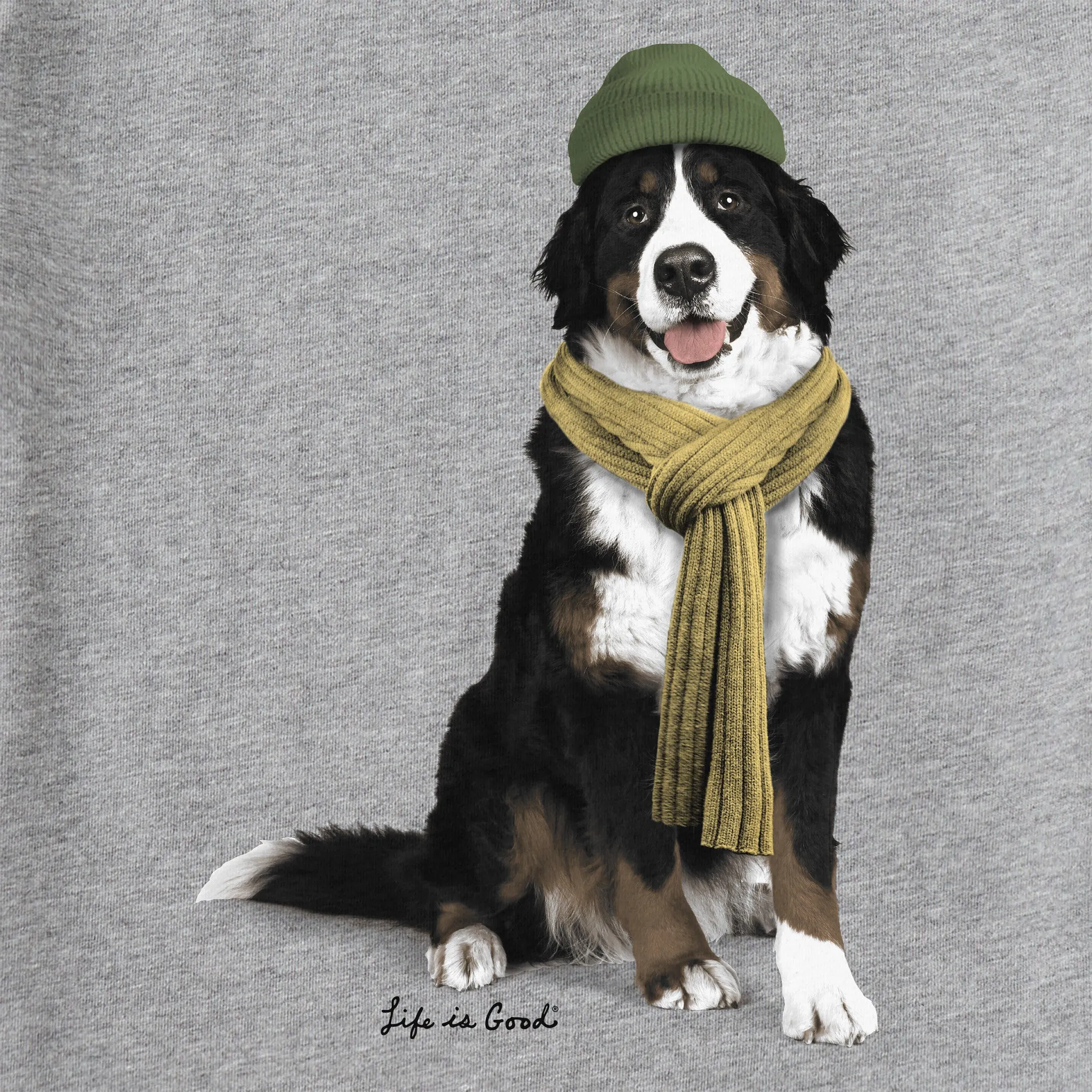 Kids Photoreal Bernese Long Sleeve Crusher Tee Life is Good
