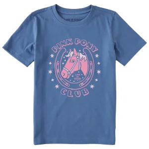 Kids Pink Pony Club Short Sleeve Crusher Tee Life is Good