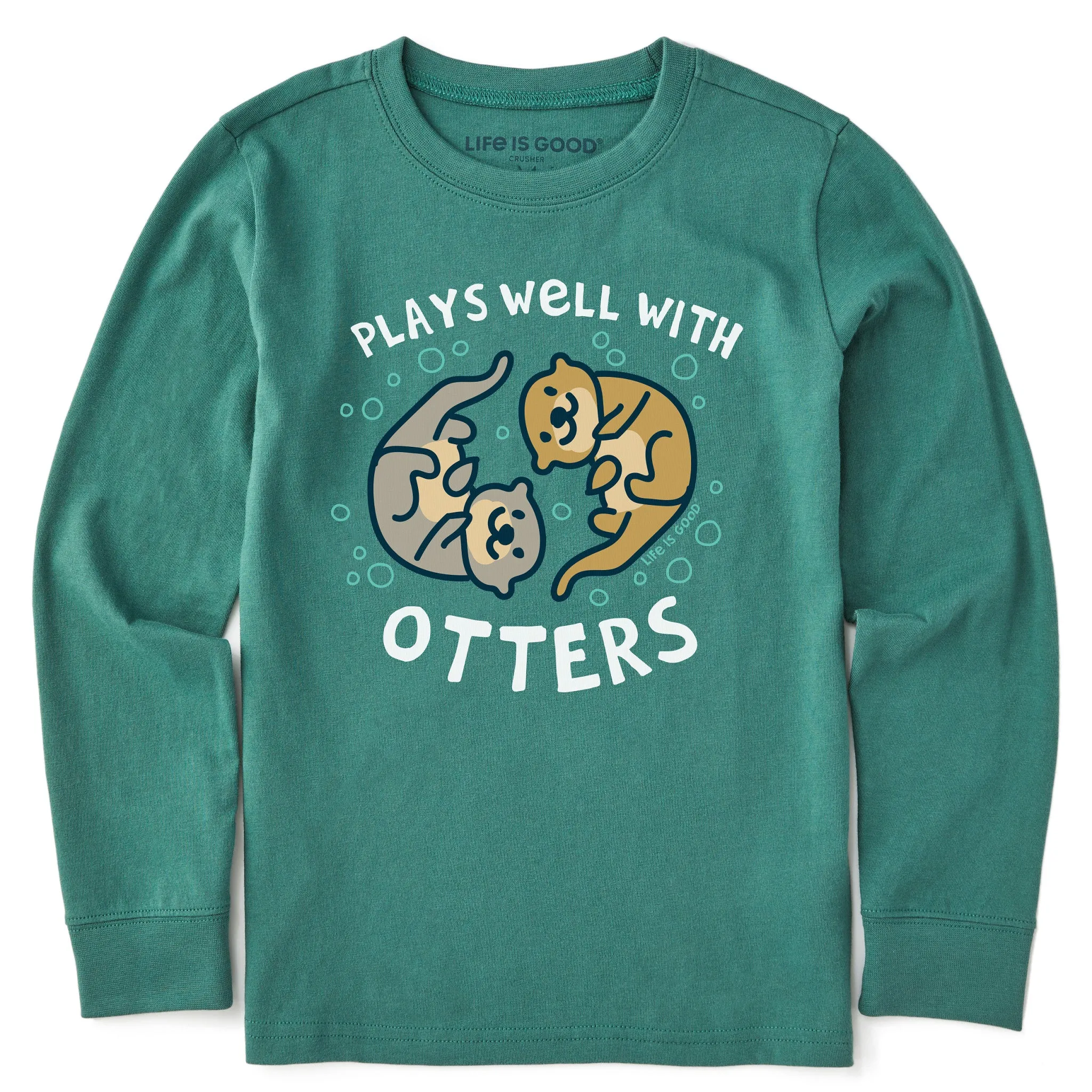 Kids Plays Well With Otters Long Sleeve Crusher Tee Life is Good