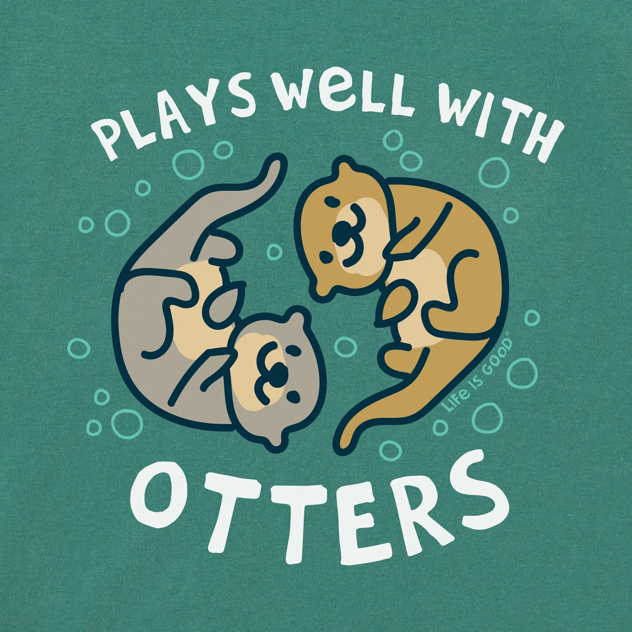 Kids Plays Well With Otters Long Sleeve Crusher Tee Life is Good