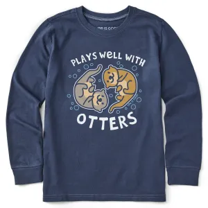 Kids Plays Well With Otters Long Sleeve Crusher Tee Life is Good