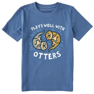 Kids Plays Well With Otters Short Sleeve Crusher Tee Life is Good