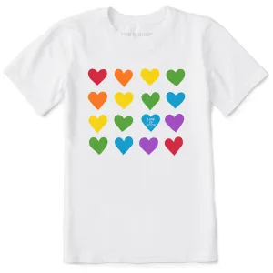 Kids Pride Hearts Short Sleeve Crusher Tee Life is Good
