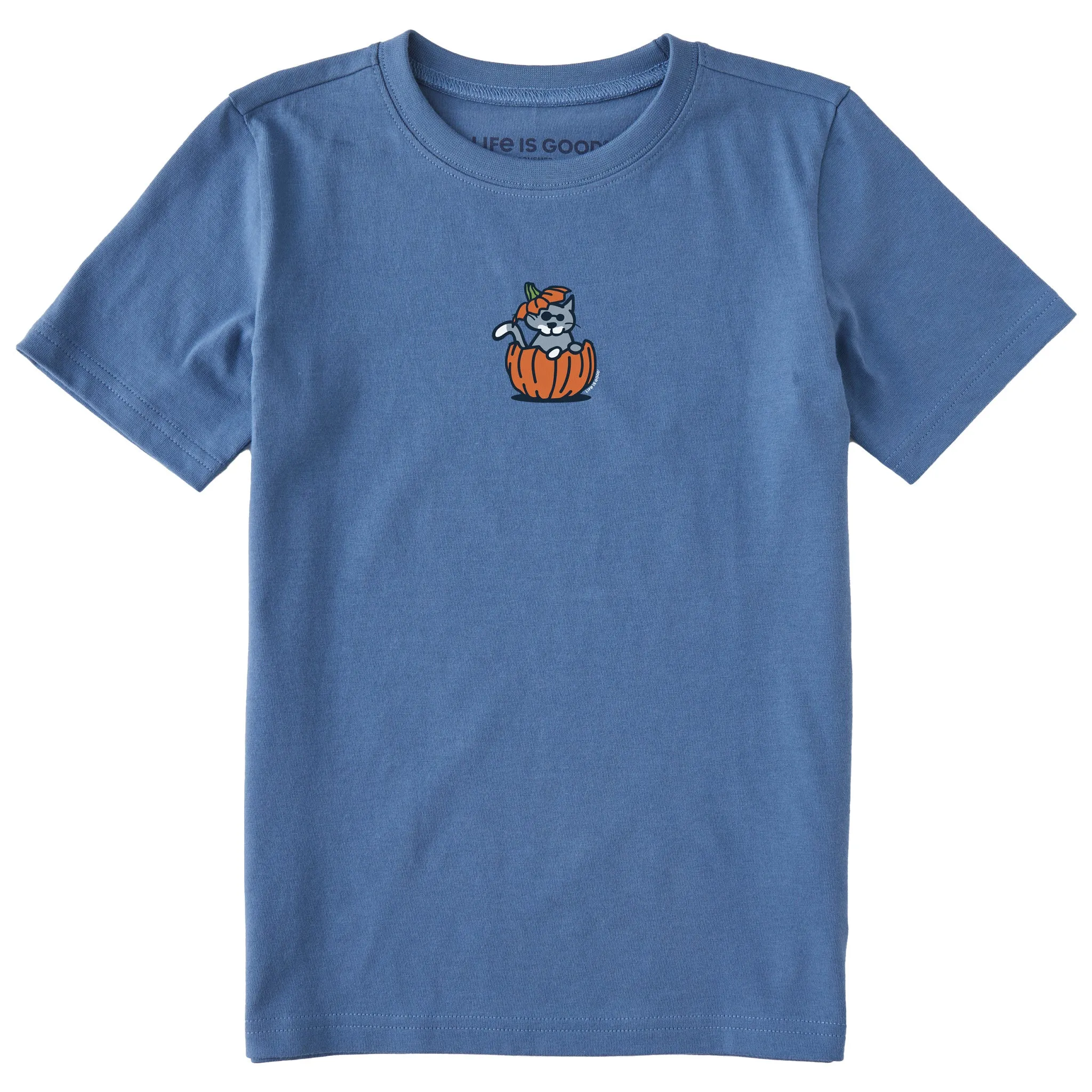 Kids Pumpkin House Cat Short Sleeve Crusher Tee Life is Good