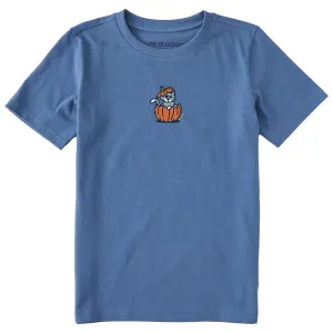 Kids Pumpkin House Cat Short Sleeve Crusher Tee Life is Good