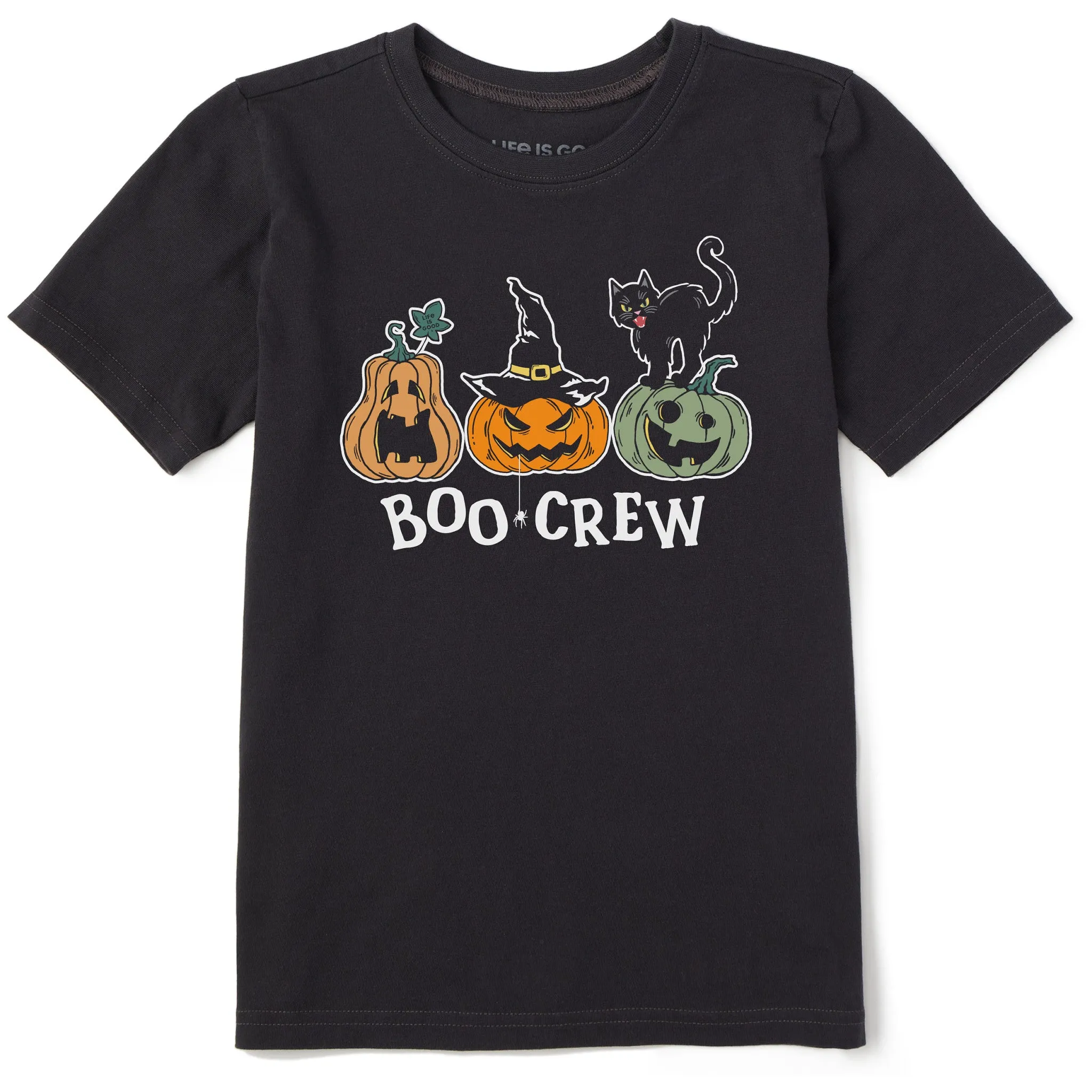 Kids Pumpkins Boo Crew Short Sleeve Crusher Tee Life is Good