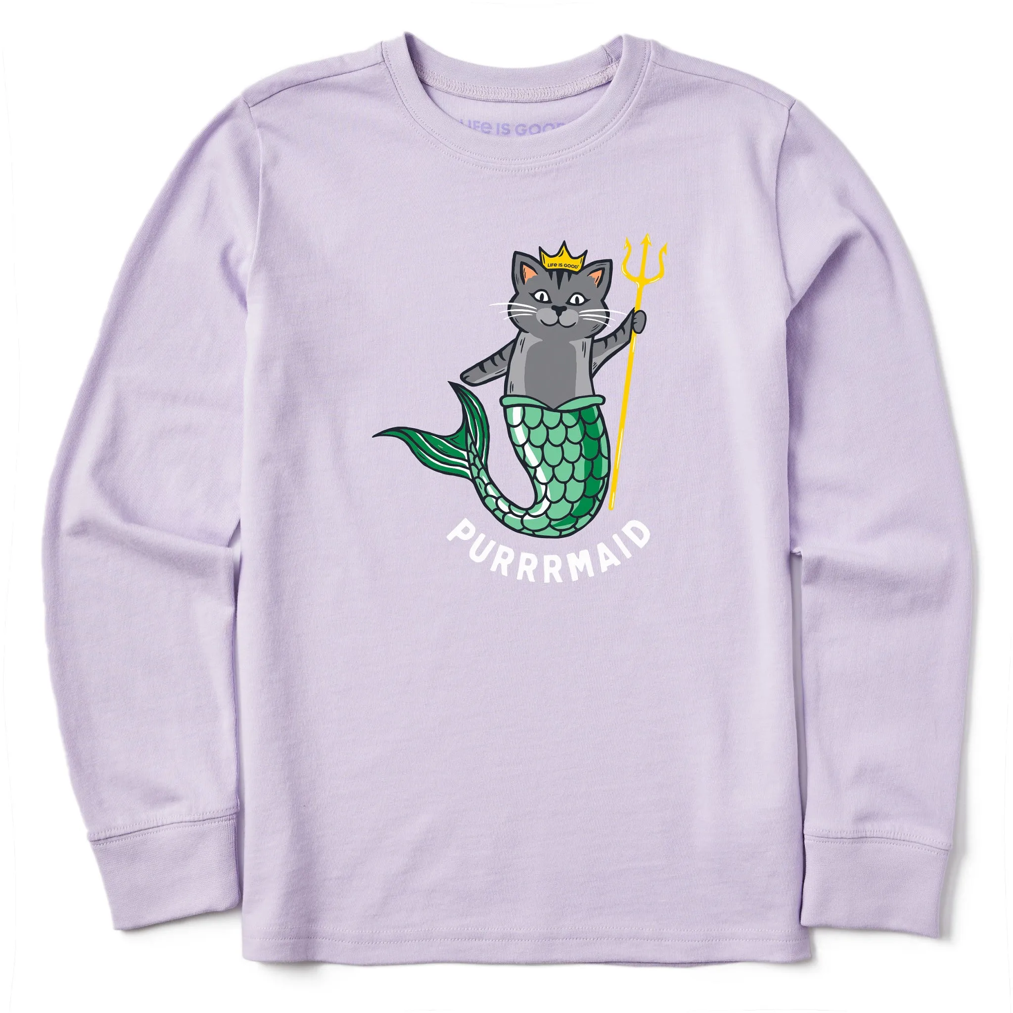 Kids Purrrmaid Long Sleeve Crusher Tee Life is Good