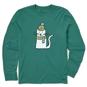 Kids Quirky Warmly Dressed Cat Long Sleeve Crusher Tee Life is Good