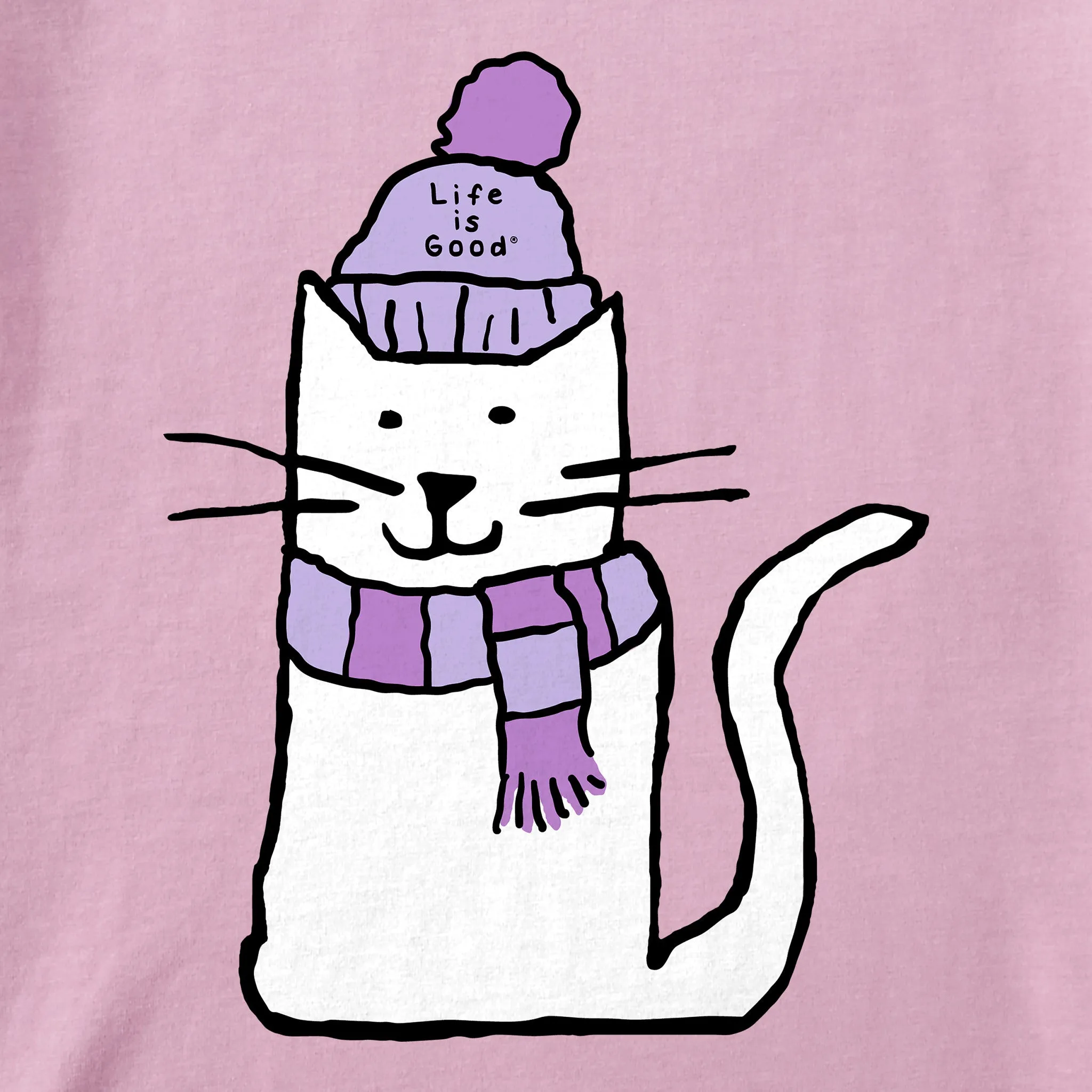 Kids Quirky Warmly Dressed Cat Short Sleeve Crusher Tee Life is Good