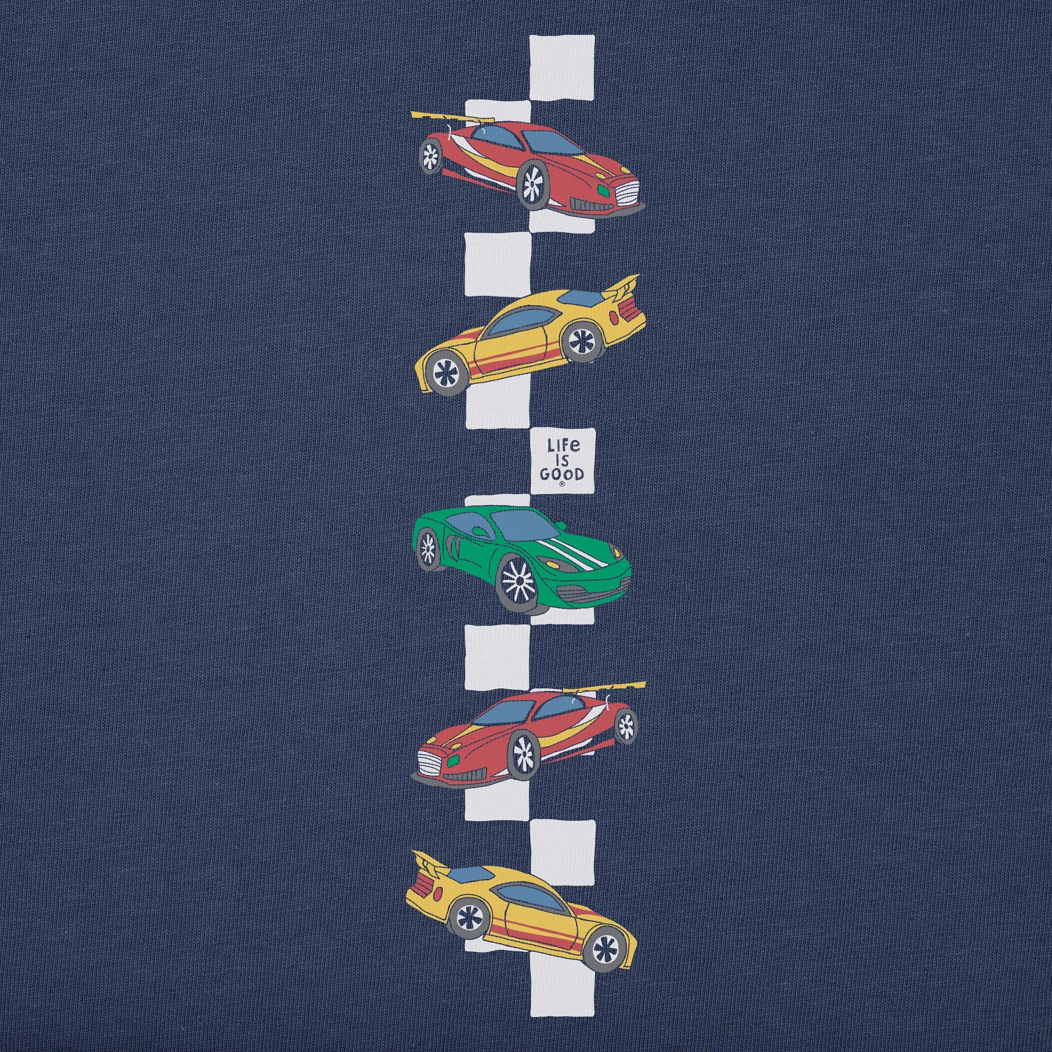 Kids Race Cars Long Sleeve Crusher Tee Life is Good