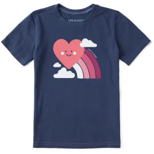 Kids Rainbow and Heart Short Sleeve Crusher Tee Life is Good