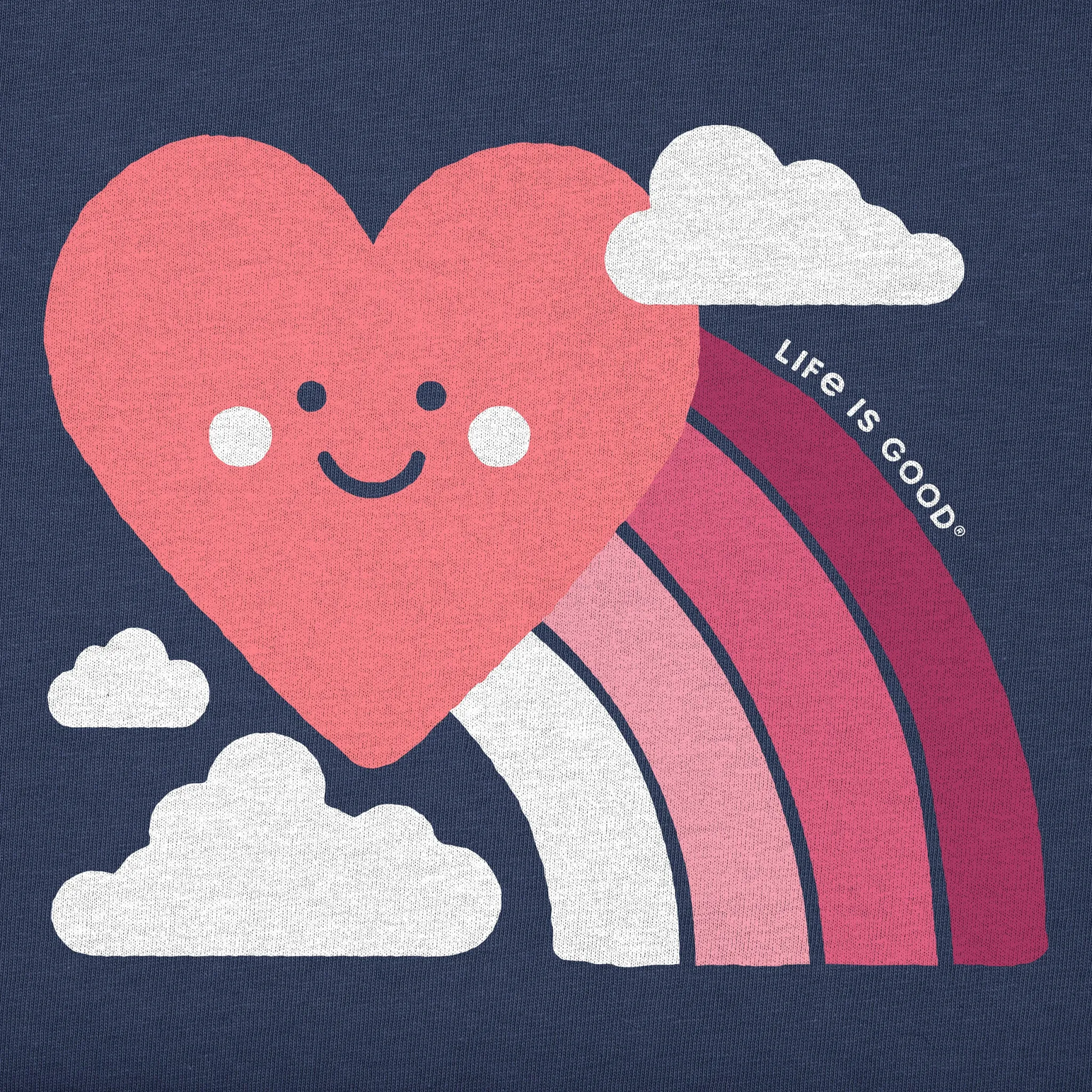 Kids Rainbow and Heart Short Sleeve Crusher Tee Life is Good