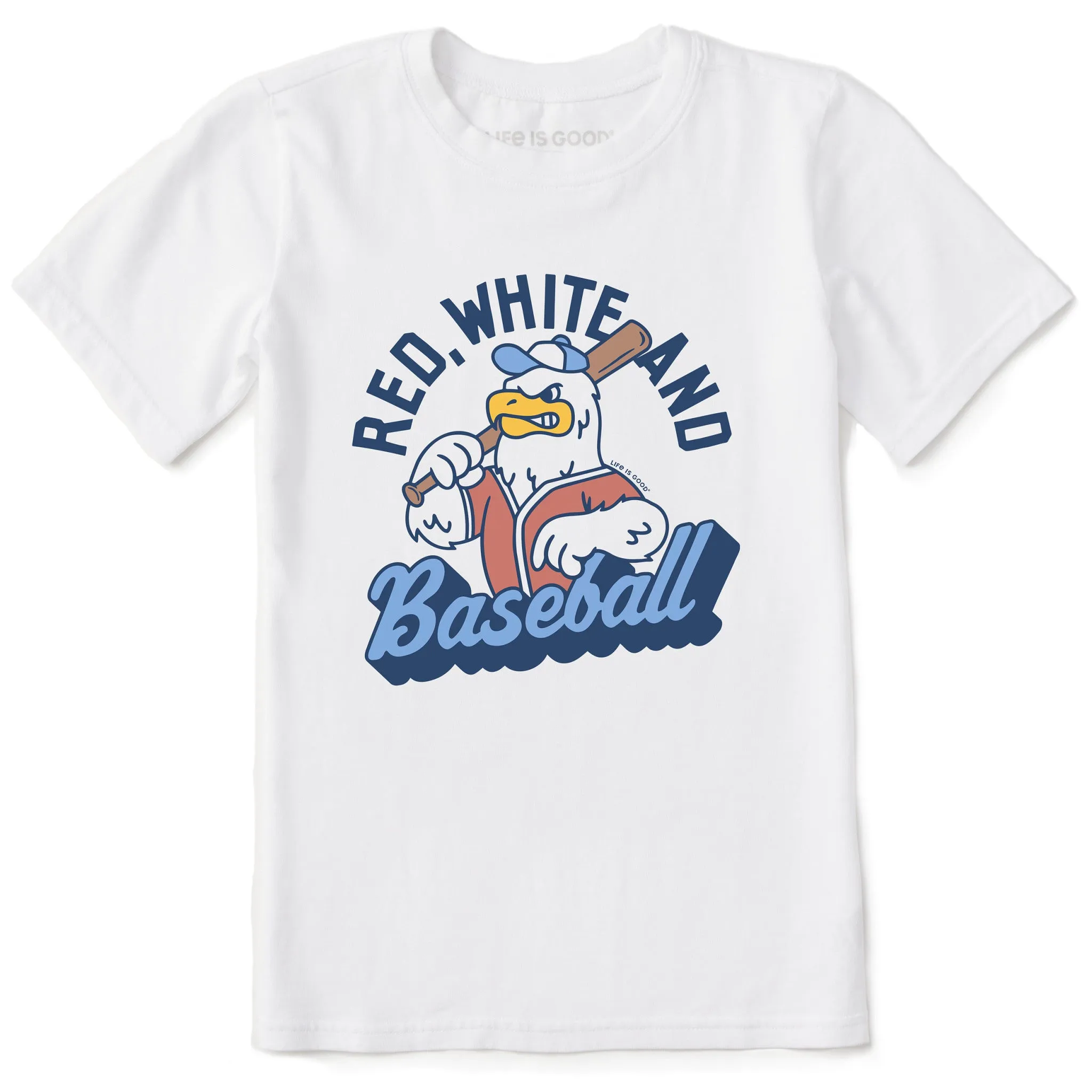 Kids Red White and Baseball Eagle Short Sleeve Crusher Tee Life is Good