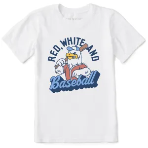 Kids Red White and Baseball Eagle Short Sleeve Crusher Tee Life is Good