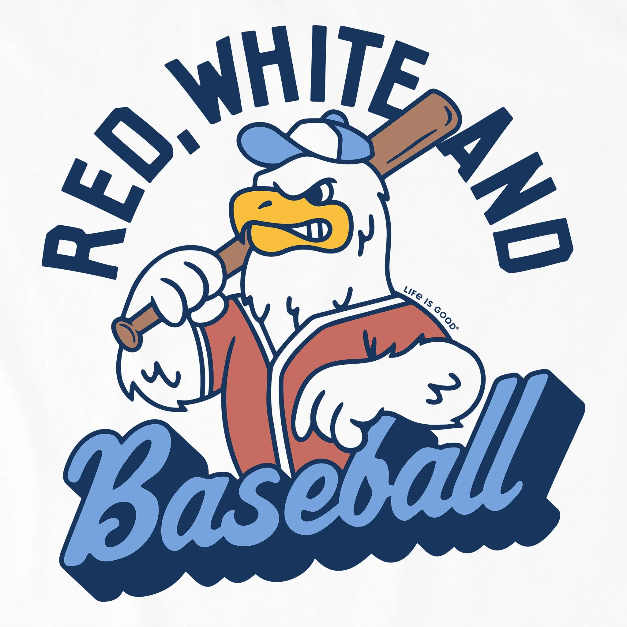 Kids Red White and Baseball Eagle Short Sleeve Crusher Tee Life is Good