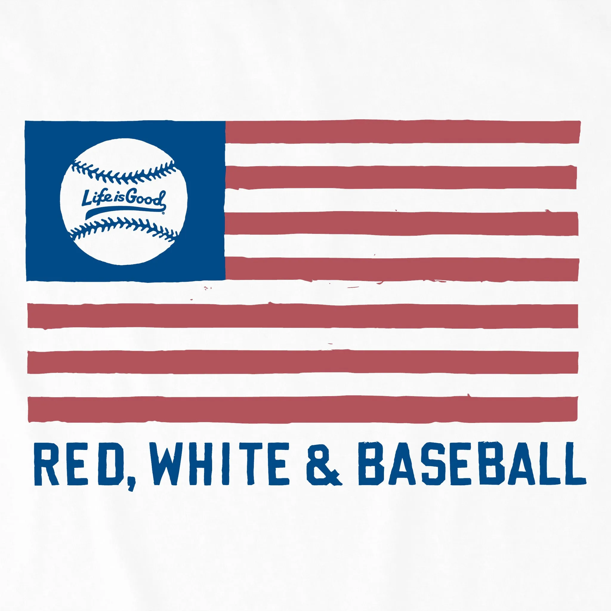 Kids Red White and Baseball Flag Short Sleeve Crusher Tee Life is Good