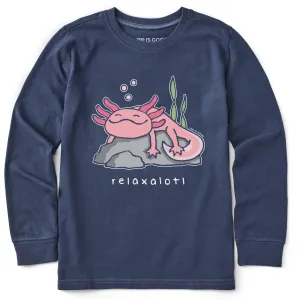 Kids Relaxalotl Long Sleeve Crusher Tee Life is Good