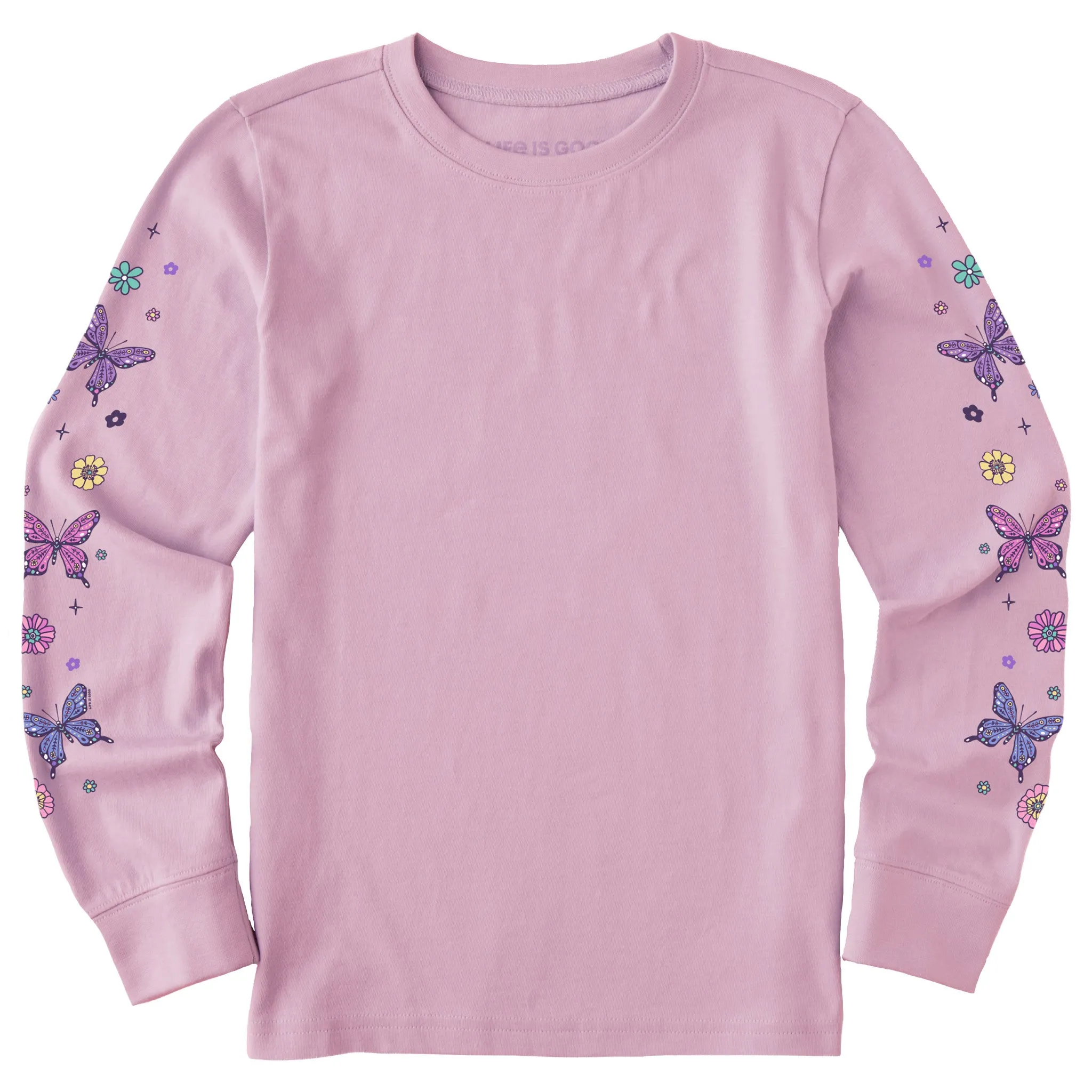 Kids Retro Butterflies Long Sleeve Crusher Tee Life is Good