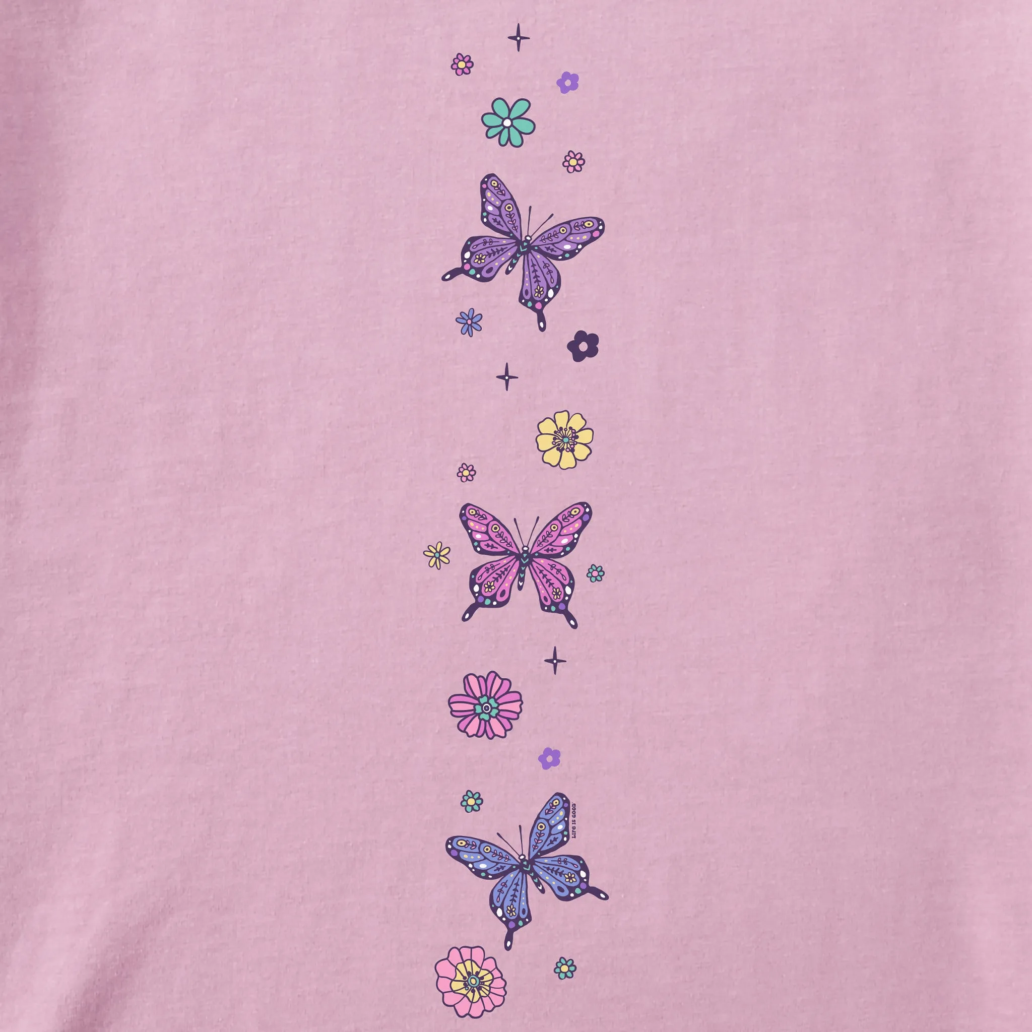 Kids Retro Butterflies Long Sleeve Crusher Tee Life is Good
