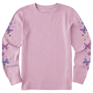 Kids Retro Butterflies Long Sleeve Crusher Tee Life is Good