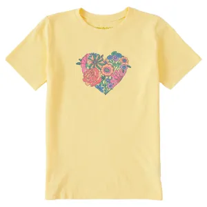 Kids Retro Flower Heart Short Sleeve Crusher Tee Life is Good