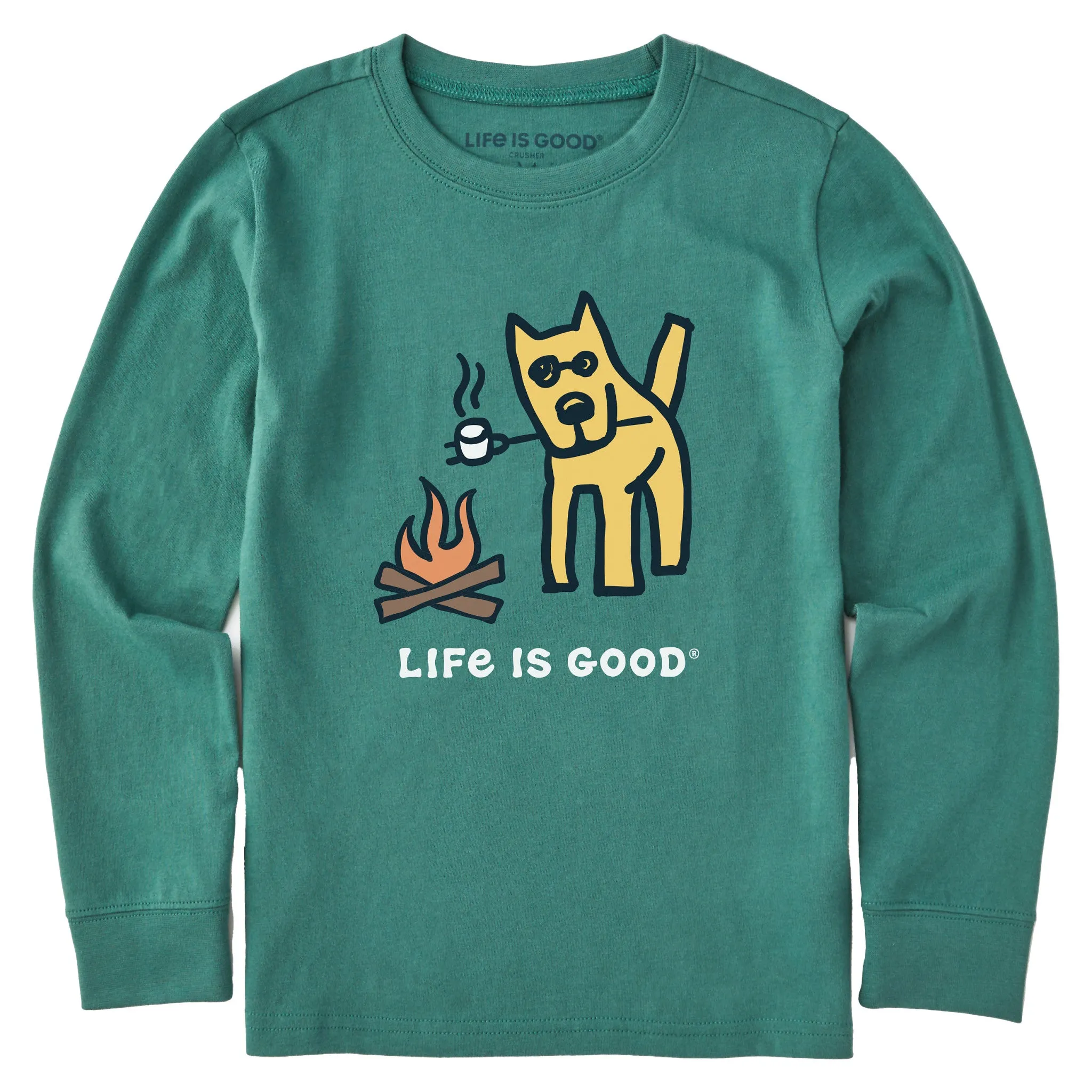 Kids Rocket Camp Dog Long Sleeve Crusher Tee Life is Good