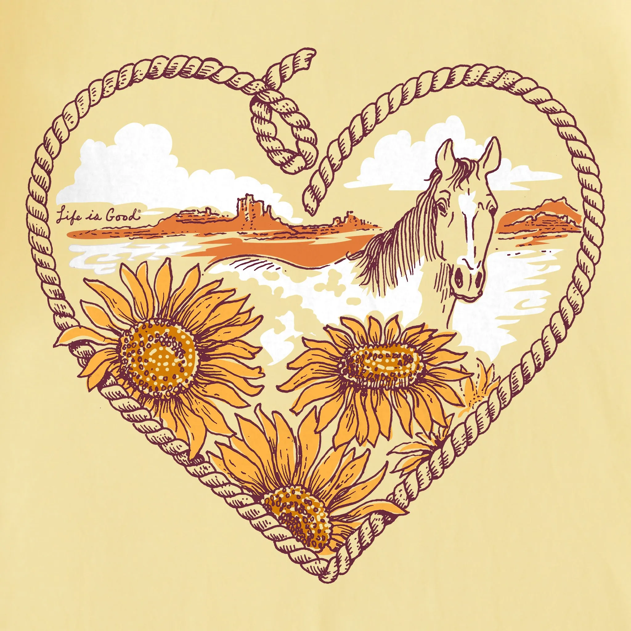 Kids Roped Horse Heart Long Sleeve Crusher Tee Life is Good
