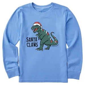 Kids Santa Claws Dino Long Sleeve Crusher Tee Life is Good