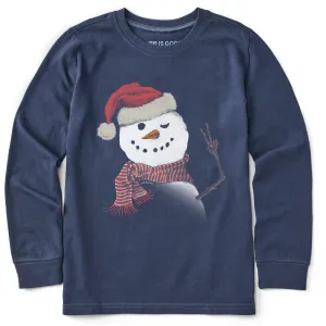 Kids Santa Snowman Peace Long Sleeve Crusher Tee Life is Good