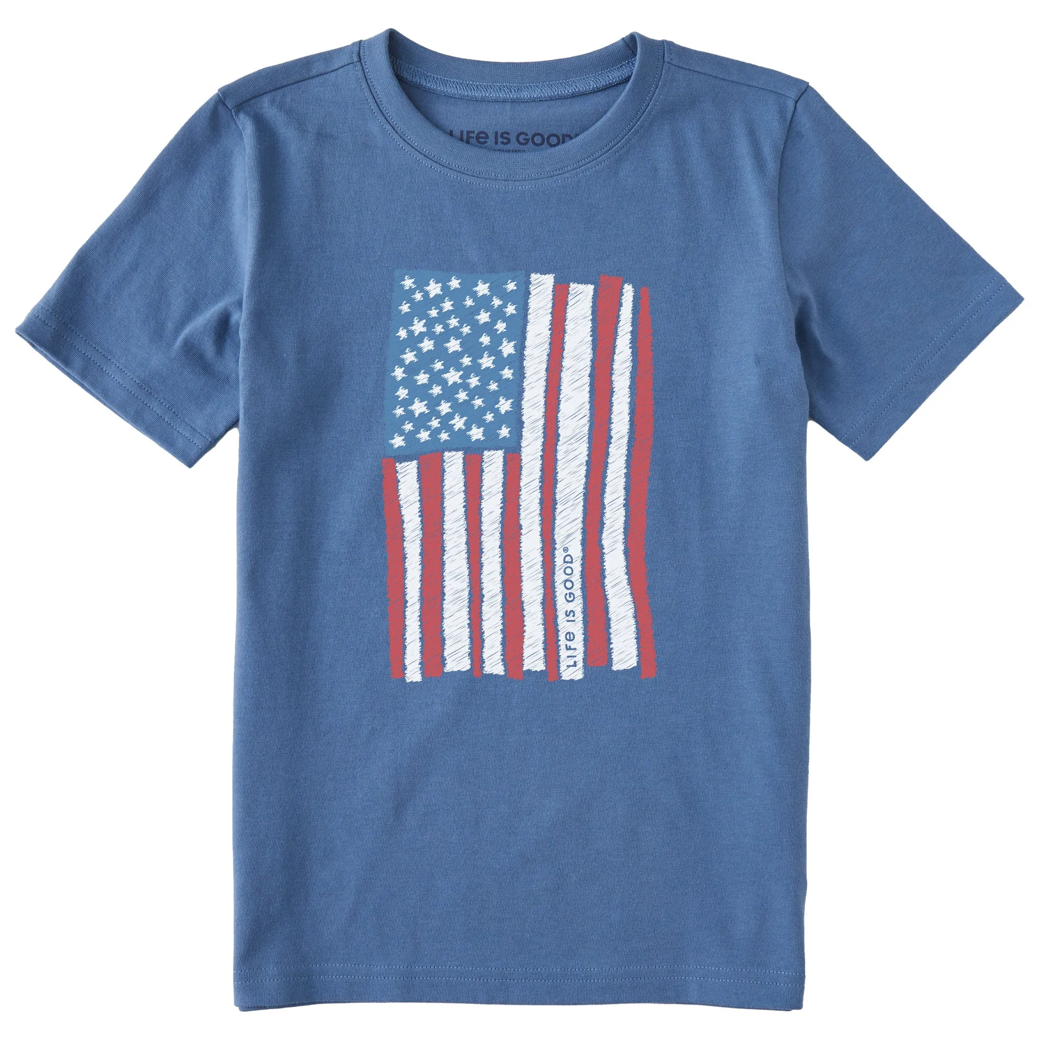 Kids Scribble Flag Short Sleeve Crusher Tee Life is Good