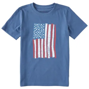 Kids Scribble Flag Short Sleeve Crusher Tee Life is Good