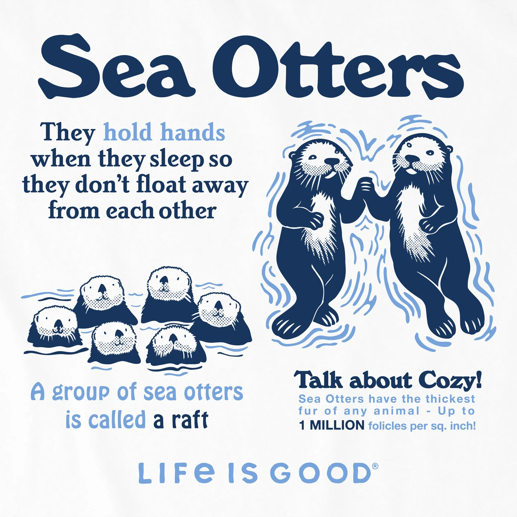Kids Sea Otters Hold Hands Short Sleeve Crusher Tee Life is Good