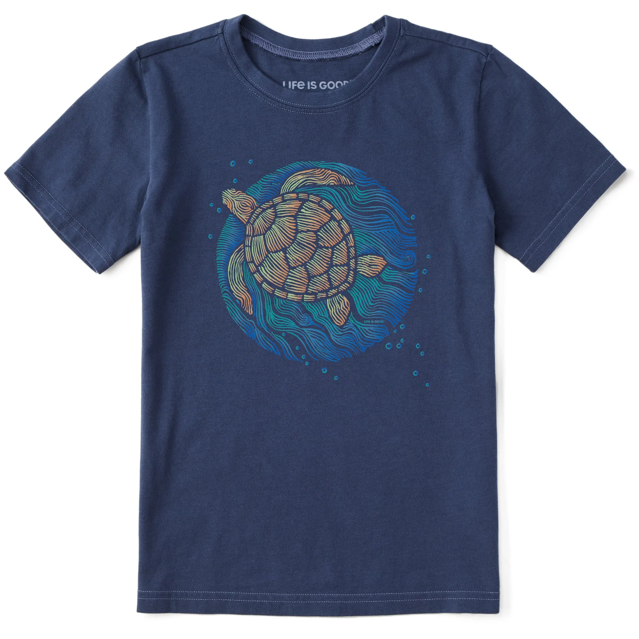 Kids Sea Turtle Swim Short Sleeve Crusher Tee Life is Good