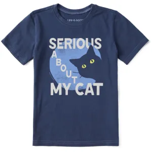 Kids Serious About My Cat Short Sleeve Crusher Tee Life is Good