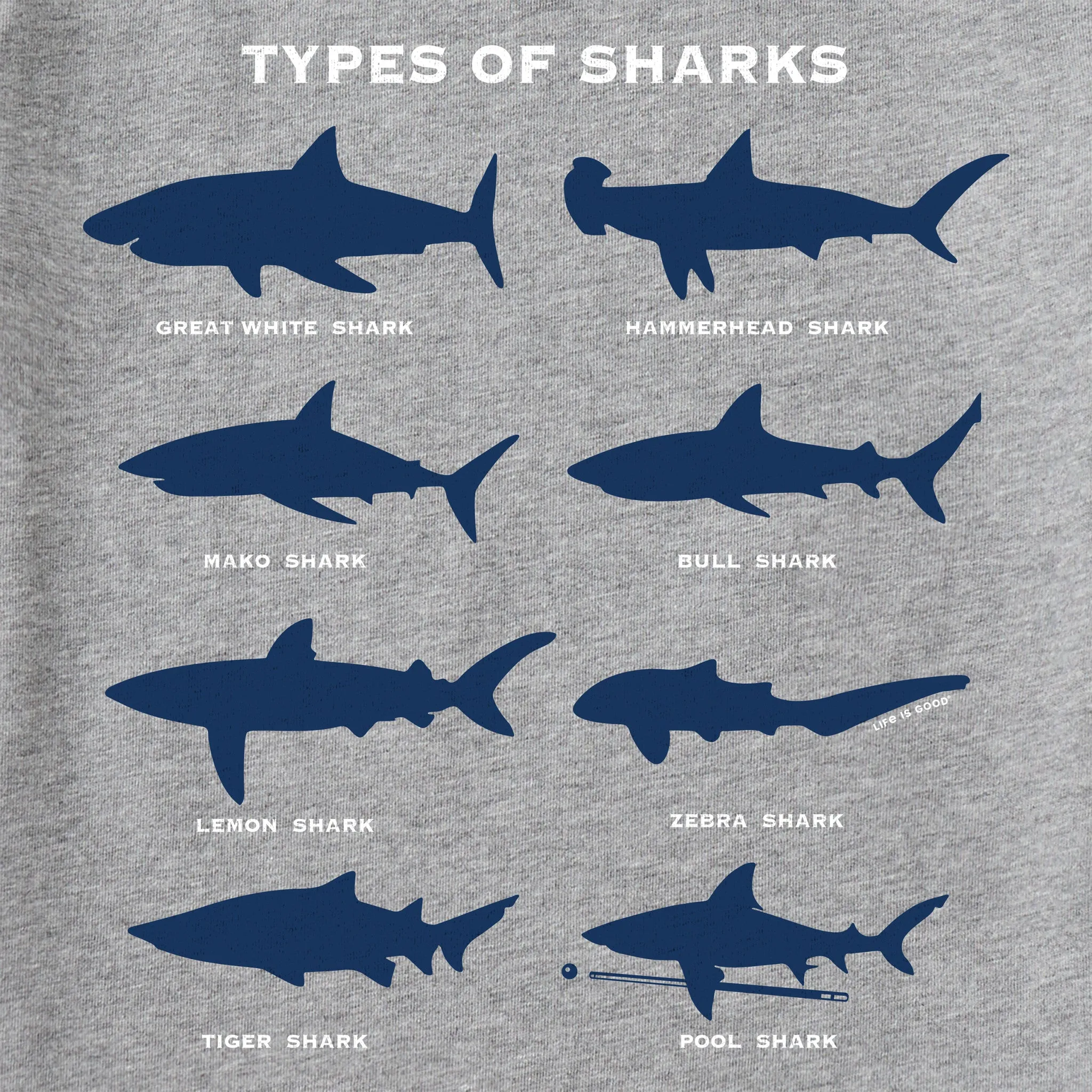 Kids Shark Diagram Long Sleeve Crusher Tee Life is Good