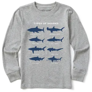 Kids Shark Diagram Long Sleeve Crusher Tee Life is Good