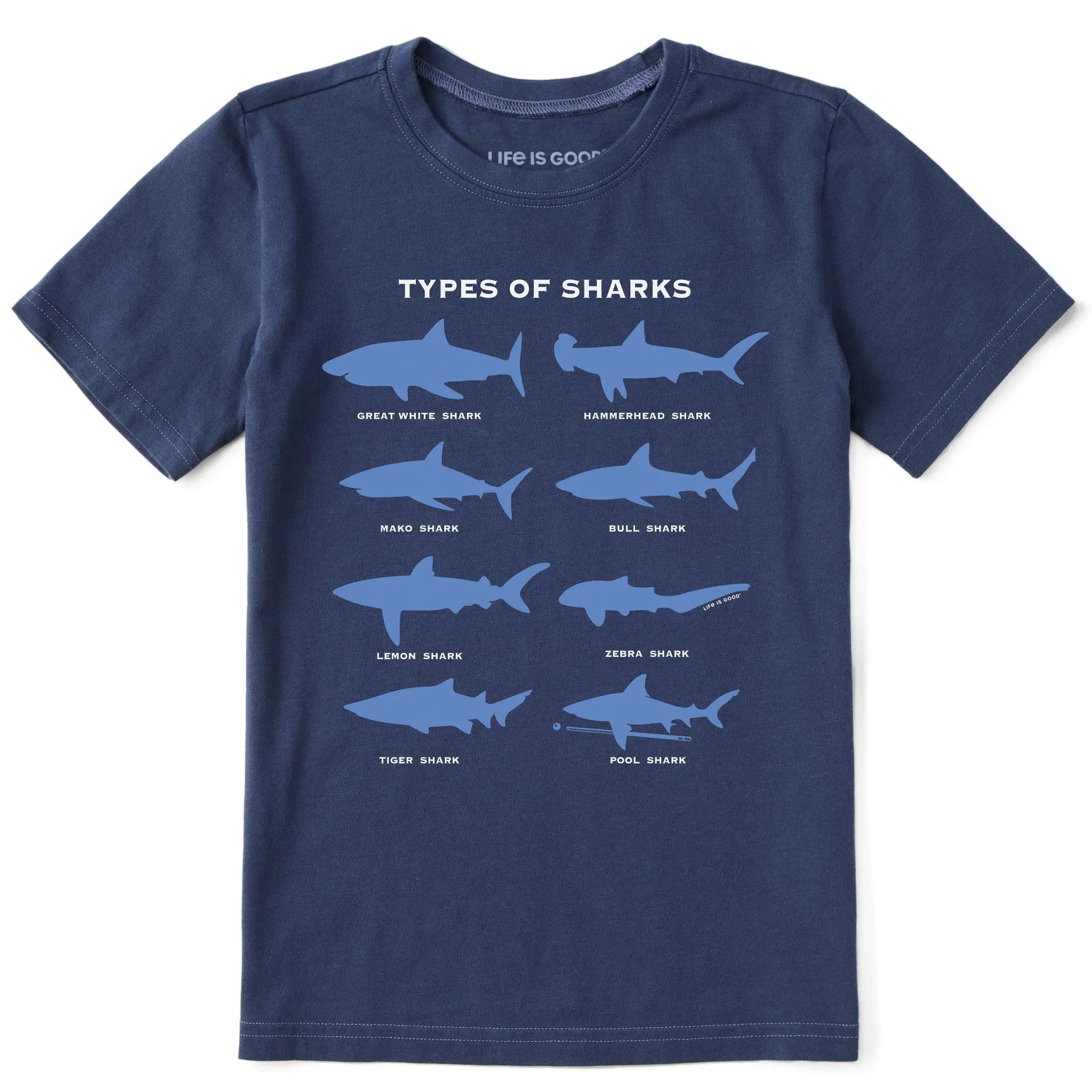 Kids Shark Diagram Short Sleeve Crusher Tee Life is Good