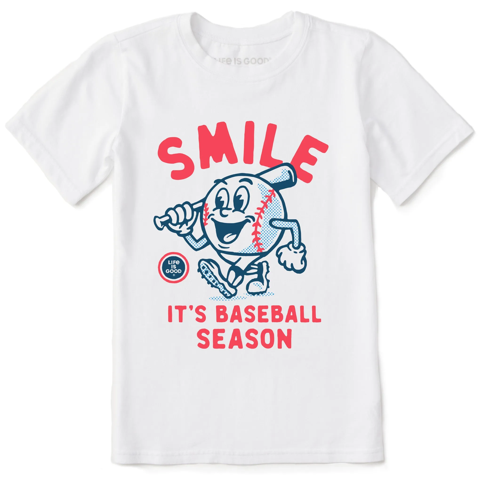 Kids Smile It's Baseball Season Mascot Short Sleeve Crusher Tee Life is Good