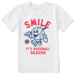 Kids Smile It's Baseball Season Mascot Short Sleeve Crusher Tee Life is Good
