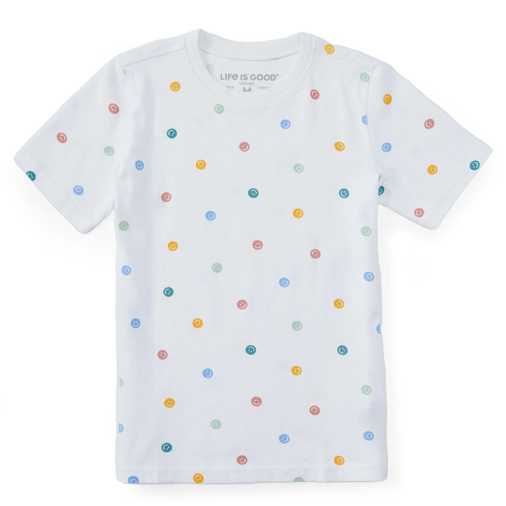 Kids Smile Pattern Short Sleeve Crusher Tee Life is Good