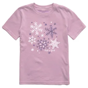 Kids Snowflake Medley Short Sleeve Crusher Tee Life is Good