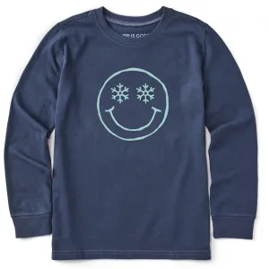 Kids Snowflake Smile Long Sleeve Crusher Tee Life is Good