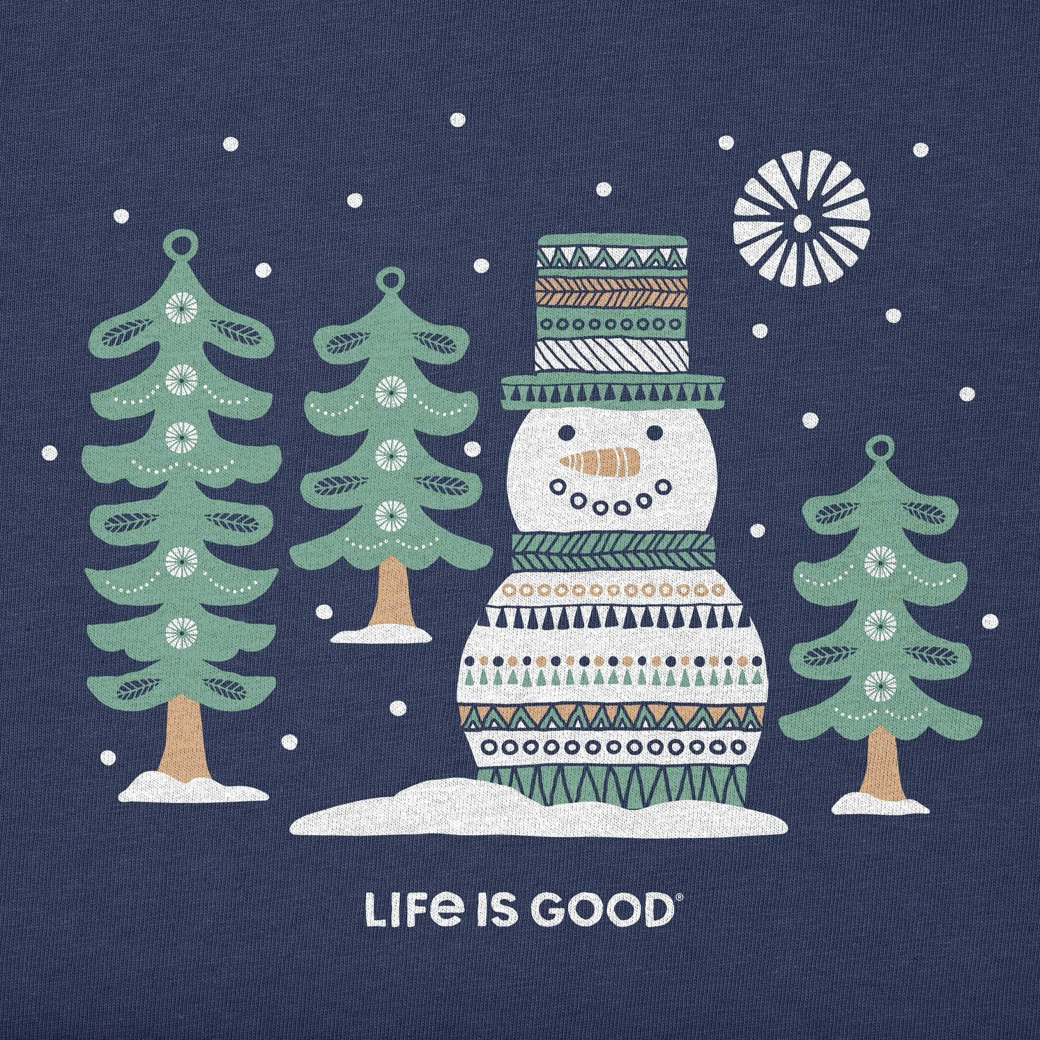 Kids Snowman and Trees Long Sleeve Crusher Tee Life is Good